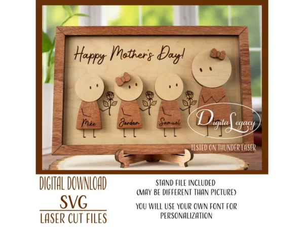 Cuadro Dia De Las Madres Con Estilo Figuras Stickman Creativo Digital